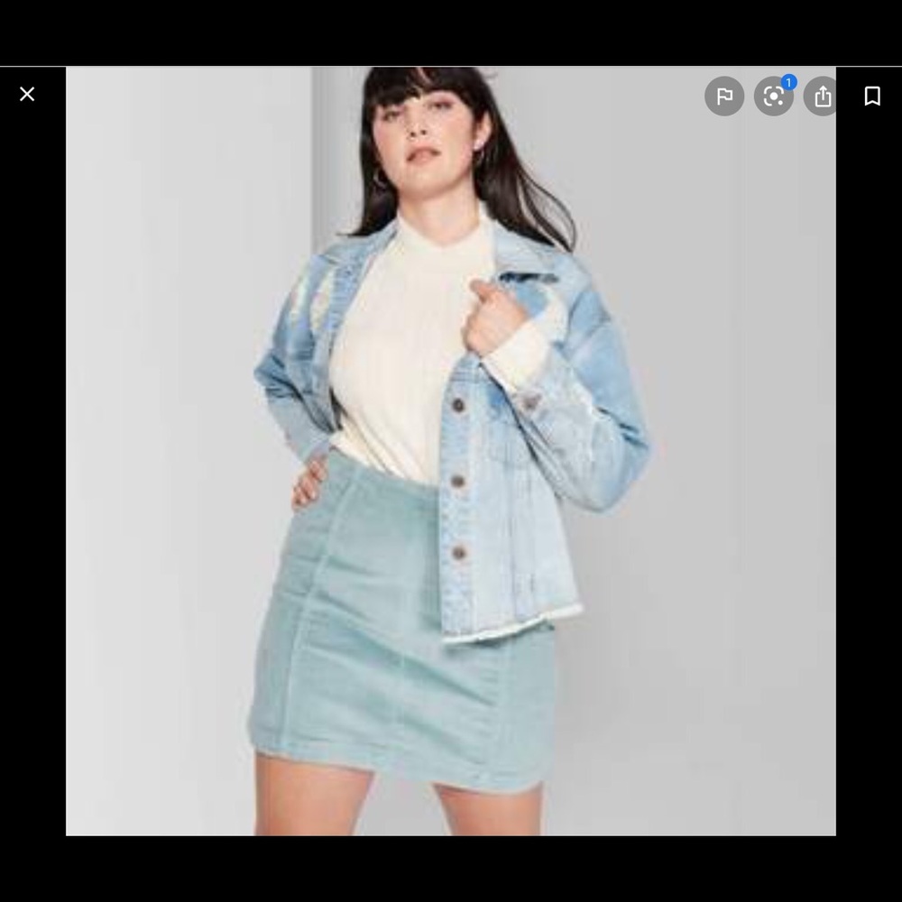 Light teal corduroy skirt